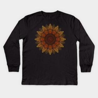 Sunflower mandala Kids Long Sleeve T-Shirt